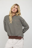 Striped Crew Neck Pocket Top