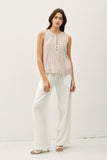 Striped Cotton Gauze Button Up Tank