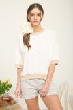 Contrast Trim Raglan Sleeve Knit Top