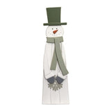 42 In Wood Snowman W/green Scarf