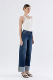 High Rise Cuffed Wide Leg Jeans