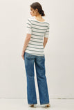 Classic Ribbed Striped Henley Top