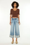 Mid Rise Cropped Wide Leg Jeans