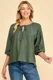Textured Tie-Neck Blouse