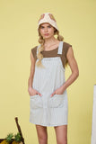 Striped Denim Overall Mini Dress