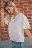 Ivory Embroidered Puff Sleeve Blouse