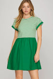 Cap Sleeve Striped Dress