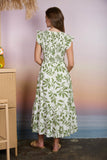 Floral Leaf Print Midi Dress