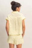 Eyelet Dolman Button Up Top