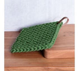 Leather Strap Pn Knit Pot Holder