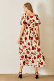Woven Rose Print Maxi Dress