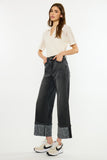 Printed Cuff Wide Leg Jeans