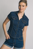 Denim Button Front Top