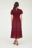 Smocked Puff Sleeve Midi Dress