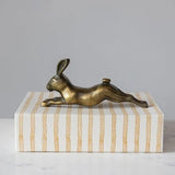 Aluminum Rabbit  Décor, Antique Brass