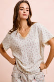 Floral Textured V-Neck Top