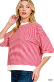 Striped Contrast Trim Top