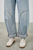 Cuffed Barrel Leg Jeans