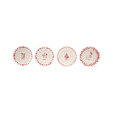 Stoneware Plate W Holiday Design White & Red, 4 Styles