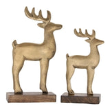 Gold Metal Reindeer On Stands