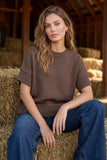 Dropped Shoulder Short Sleeve Sweater
