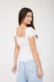Embroidered Puff Sleeve Top