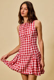 Gingham Fit And Flare Tank Mini Dress