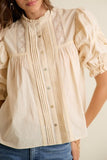 Lace Pintuck Cotton Blouse