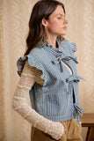 Striped Tie Front Chambray Vest