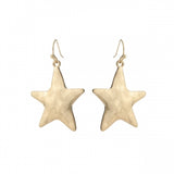 Worn Gold Hammered Star Earring