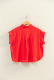 Eyelet Dolman Button Up Top