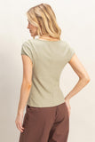 Scalloped Button Front Top