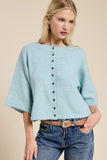 Wide Sleeve Button Front Knit Cardigan