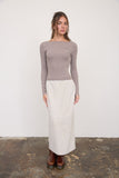 Boat Neck Stripe Long Sleeve Knit Top