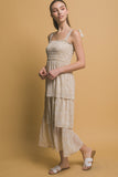 Tiered Floral Chiffon Midi Dress