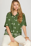 Printed Button Front Shirt