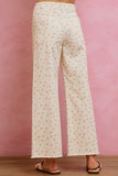 Floral And Ribbon Print Twill Pants