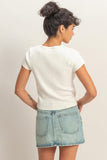 Button Front Short Sleeve Top