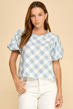Plaid Puff Sleeve Top