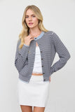 Striped Contrast Trim Knit Cardigan