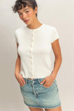 Button Front Short Sleeve Top