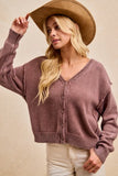 Washed V-Neck Cardigan
