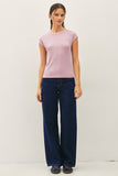 Ribbed Cap Sleeve T-Shirt