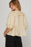 Collared Polka Dot Babydoll Top