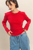 Long Sleeve Waffle Knit Top
