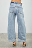Western Patch Pocket Barrel Leg Jeans