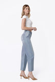 Button Fly Striped Barrel Leg Jeans