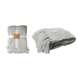 Chunky Knitt Light Gray Throw W/tassels