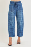 Slouchy Plaid Barrel Leg Jeans