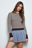 Striped Long Sleeve Boat Neck Sweater